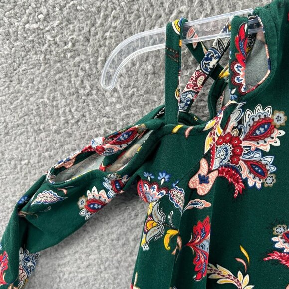 Pomelo Womens Tunic Top Medium Green Floral‎ 3/4 Sleeve Pullover Shirt - Picture 3 of 10